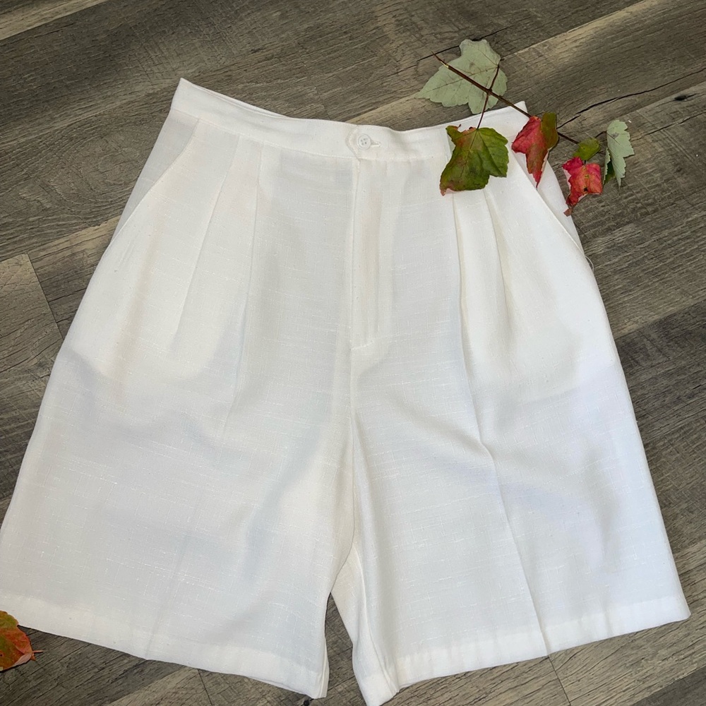 Women's high waist white linen pants